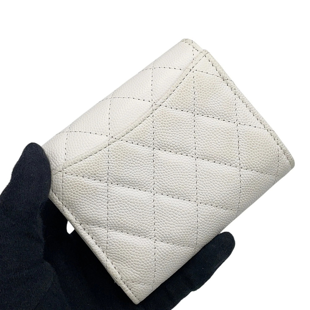 CHANEL White Caviar Leather Logo Wallet - Picture 7 of 14